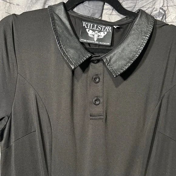 KILLSTAR MALICE FAUX LEATHER COLLARED SKATER DRESS SZ XL - Picture 2 of 9